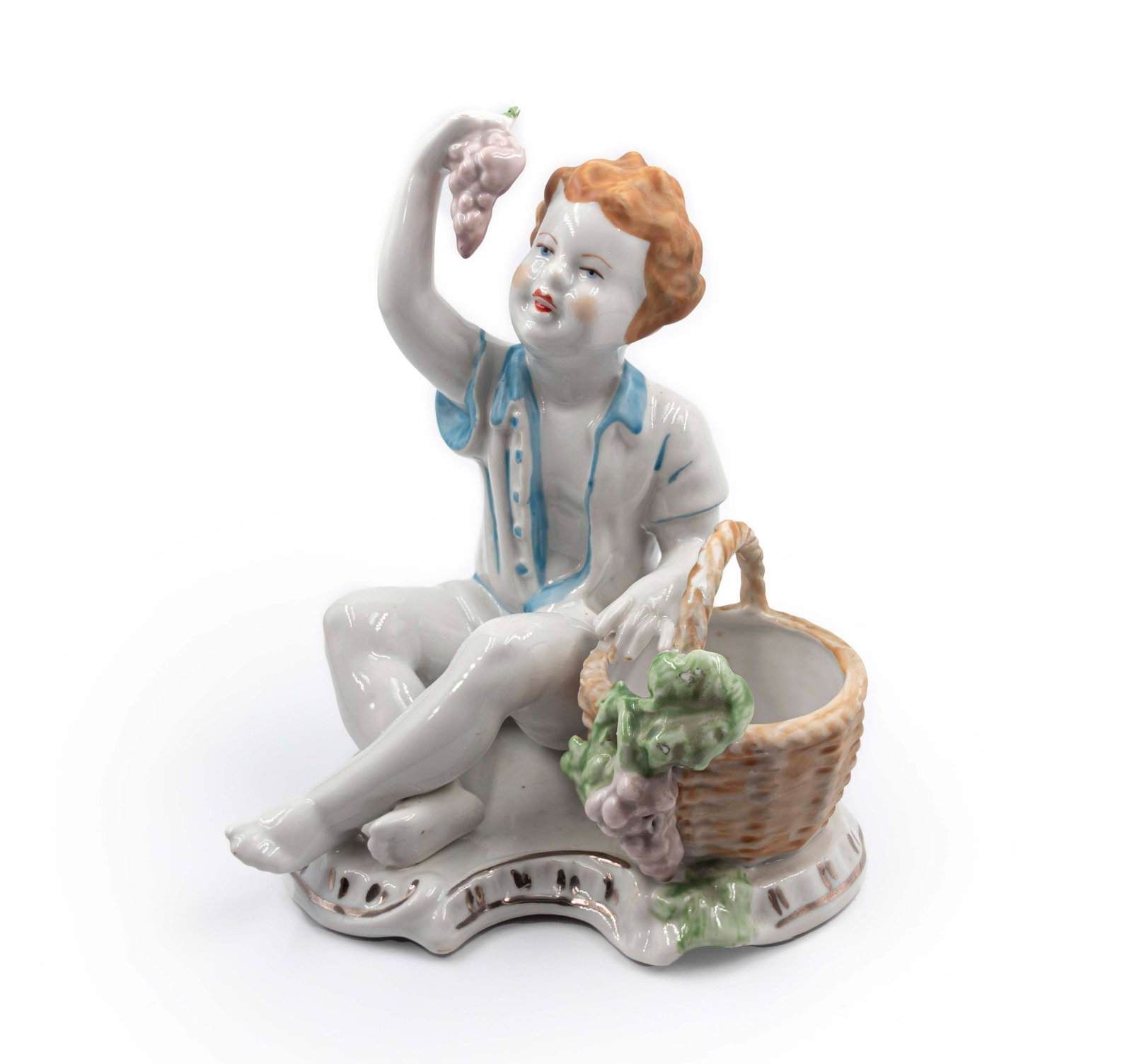 MEISSEN Hand Painted Porcelain Grape Eater Boy Figurine: Meissen hand painted Grape Eater figurine. Marked and numbered to underside. Width: 5.6 cm (2.25") Height: 13 cm (5") Length: 4 cm (1.5") Weight: 0.08 kg