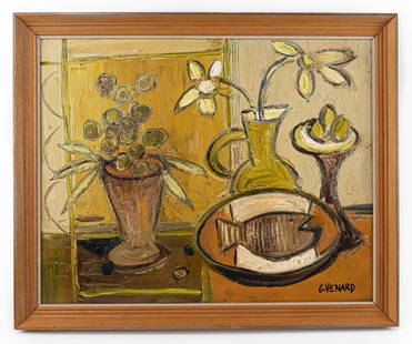 Claude Venard French Post-Cubist Still Life (Style of): This lot consists of a hand painted Oil on Canvas rendered in style of the French artist Claude Venard (1913-1999) Claude Venard was a French post-Cubist and still life painter. Known for working in a