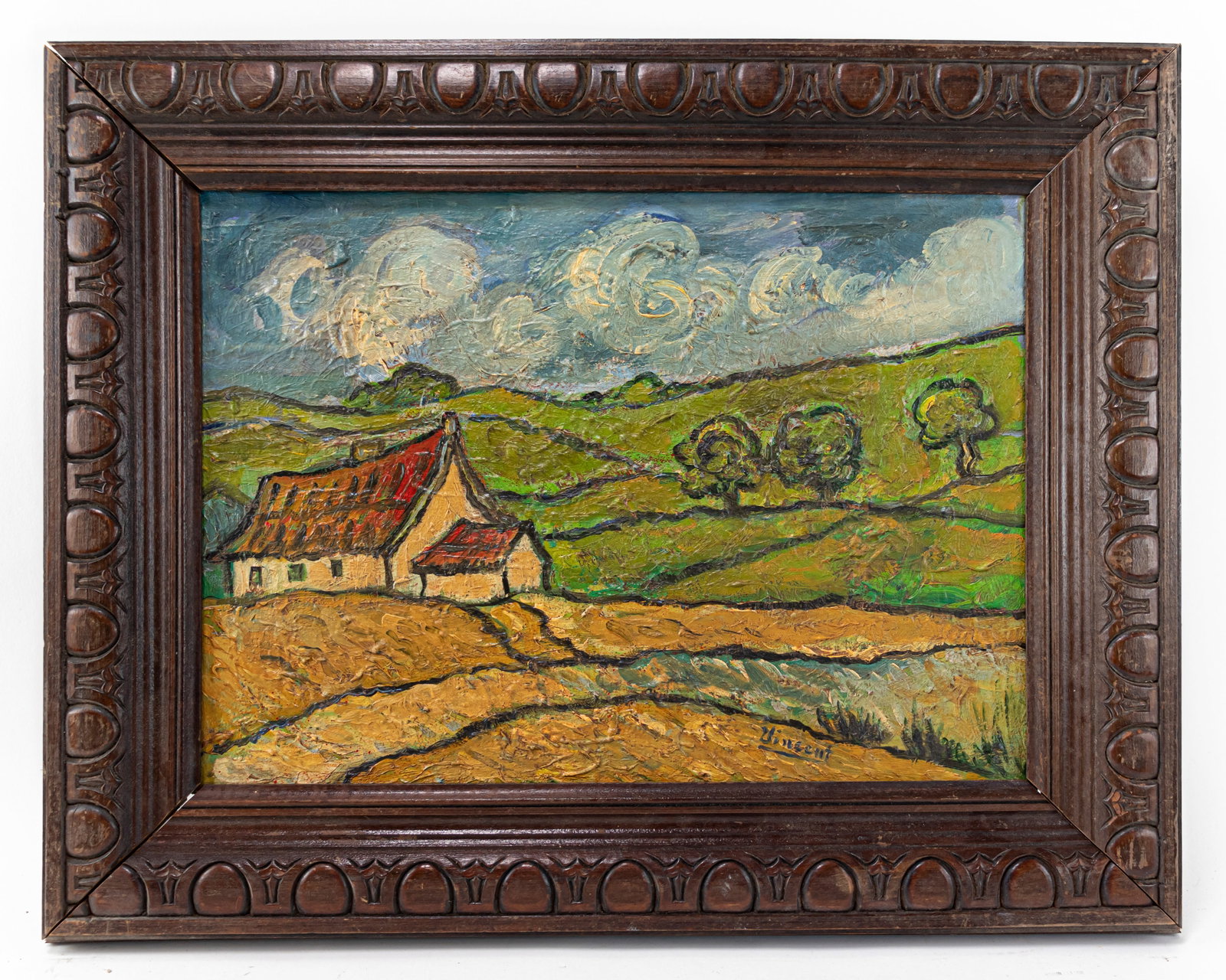 Van Gogh Dutch Oil Painting on Canvas (in the style of): This lot consists of a hand painted Oil on Canvas rendered in style of the Dutch painter Vincent van Gogh(1853-1890). Vincent Willem van Gogh generally considered the greatest after Rembrandt van Rijn