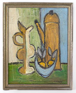Claude Venard French (Oil on Canvas Painting) In Style of: This lot consists of a hand painted Oil on Canvas rendered in style of the French artist Claude Venard (1913-1999). Claude Venard was a French post-Cubist and still life painter. Known for working in