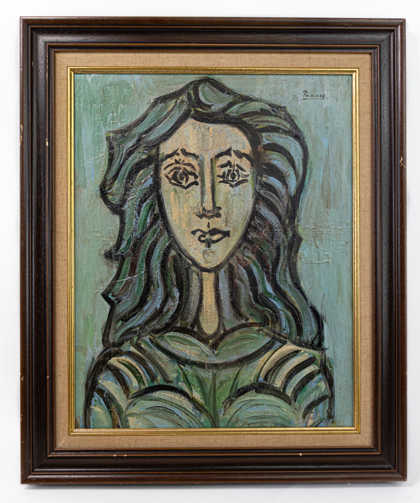 Pablo Picasso Spanish (Oil on Canvas) In the Style of: This lot consists of a hand painted oil on canvas rendered in the style of Spanish painter and sculptor Pablo Picasso (1881-1973). As a significant influence on 20th-century art, Pablo Picasso was an 