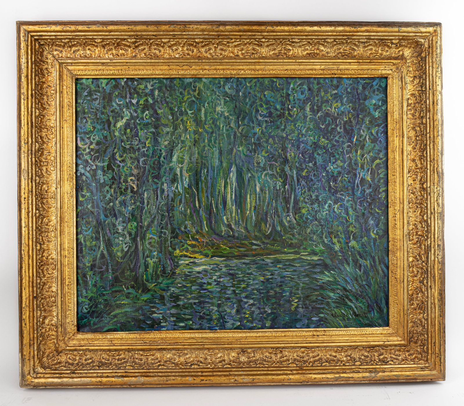 Claude Monet French (Oil on Canvas Painting) In style of: This lot consists of a hand painted Oil on Canvas rendered in style of the French painter Claude Monet (1840-1926). Oscar-Claude Monet was a French painter, a founder of French Impressionist painting