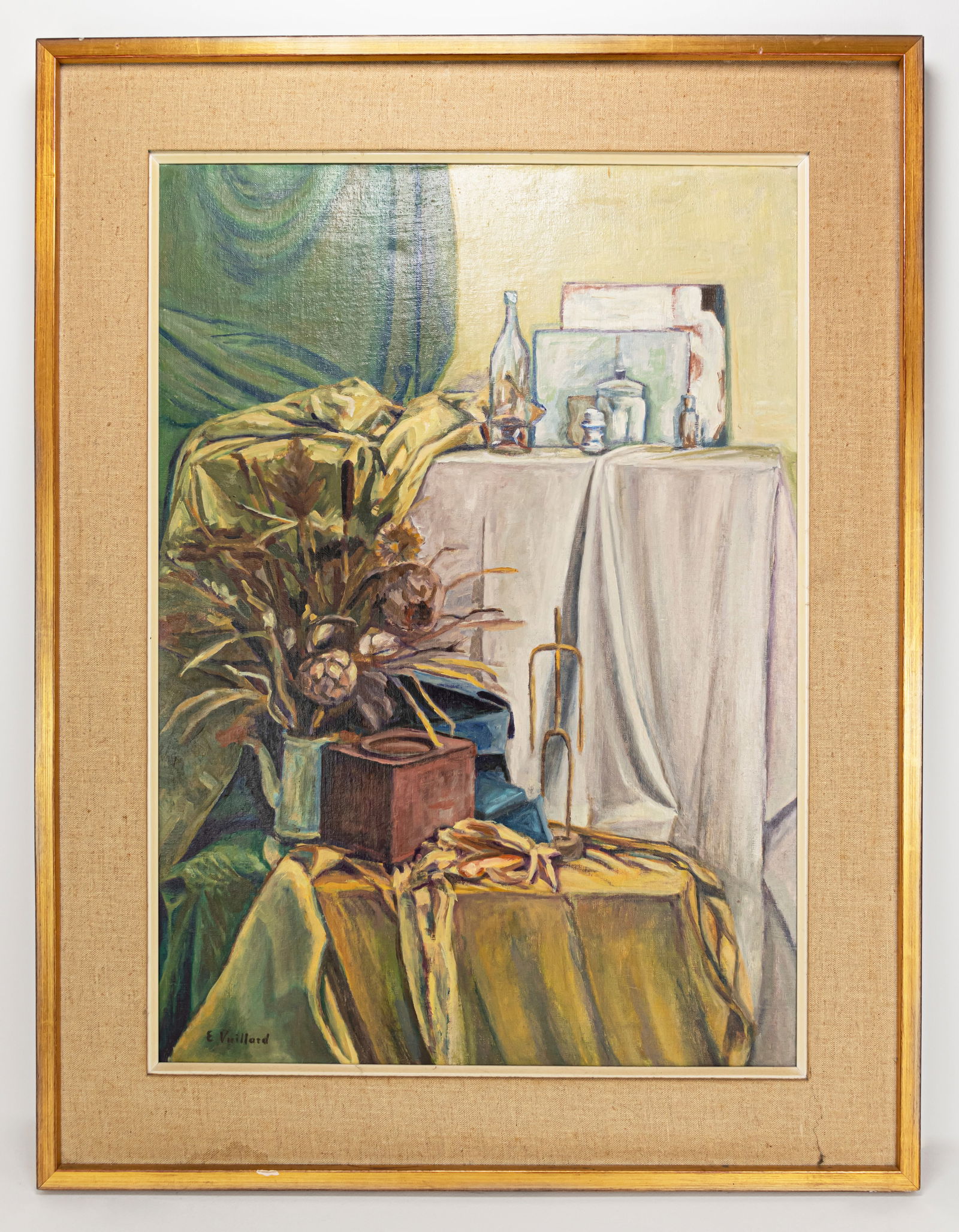 French Edouard Vuillard Oil Painting (in Style of): This lot consists of a hand painted oil on canvas rendered in style of the French painter Edouard Vuillard (1868-1940) He was a French painter, decorative artist and printmaker. From 1891 through 1900