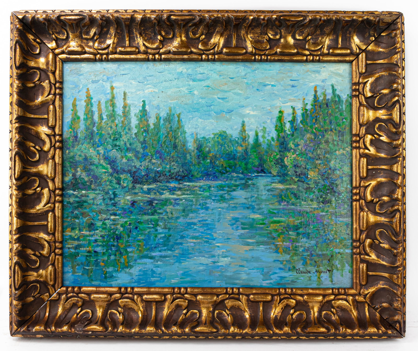 Claude Monet French (Oil on Canvas Painting) In style of: This lot consists of a hand painted Oil on Canvas rendered in style of the French painter Claude Monet (1840-1926). Oscar-Claude Monet was a French painter, a founder of French Impressionist painting