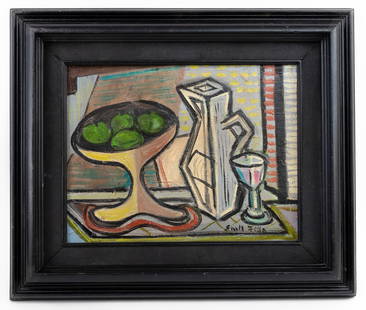 Emil Filla Czech Cubist Oil Painting (In Style of): This lot consists of a hand painted Oil on Canvas rendered in style of the Czech painter Emil Filla Emil Filla was a Czech painter whose works melded aspects of Cubism and Fauvism in his still lifes,