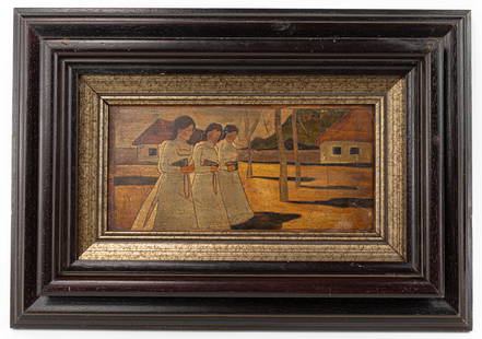 American Blanche Lazzell Oil Painting (In Style of): This lot consists of a hand painted Oil on Masonite rendered in style of the American painter Blanche Lazzell (1878-1956). She was an American painter, printmaker and designer. Known especially for he