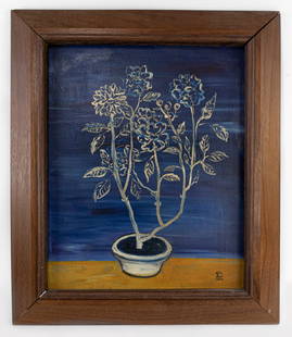 Sanyu Chinese-French Modernist Oil on Canvas (Style of): This lot consists of a hand painted oil on canvas rendered in style of the Chinese-French painter Sanyu (1901-1966) Sanyu was a Chinese-French artist that created prints, drawings, and paintings. His