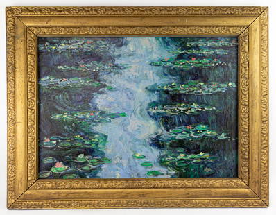 Claude Monet French (Oil on Canvas Painting) In style of: This lot consists of a hand painted Oil on Canvas rendered in style of the French painter Claude Monet (1840-1926). Oscar-Claude Monet was a French painter, a founder of French Impressionist painting
