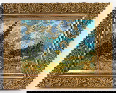 Vincent Van Gogh Dutch Framed Oil Painting on Canvas (In Style of): This lot consists of a hand painted Oil on Canvas rendered in style of the Dutch painter Vincent van Gogh(1853-1890). Vincent Willem van Gogh generally considered the greatest after Rembrandt van Rijn