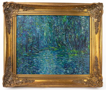 Claude Monet French (Oil on Canvas Painting) In style of: This lot consists of a hand painted Oil on Canvas rendered in style of the French painter Claude Monet (1840-1926). Oscar-Claude Monet was a French painter, a founder of French Impressionist painting