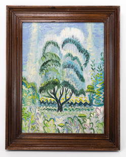 American Charles E. Burchfield Painting In the Style of: This lot consists of a hand painted oil on canvas rendered in style of the American painter Charles E. Burchfield (1893-1967) Charles Ephraim Burchfield was an American painter and visionary artist, k