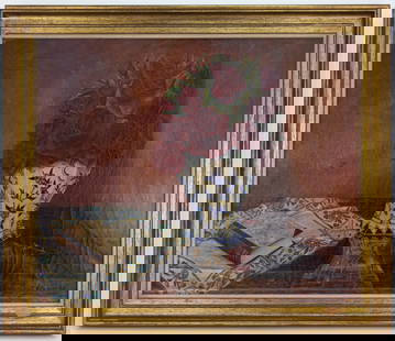 Flower Still life In Style of Julien Stappers: This lot consists of a hand painted Oil on Canvas rendered in style of the Belgian painter Julien Stappers (1875-1960) Julien Stappers was an Belgian flower painter, but also views of cities and paysa