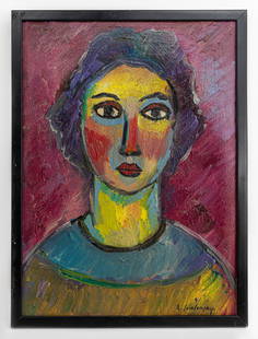 Alexej von Jawlensky Framed Oil Painting (Style of): This lot consists of a hand painted Oil on board rendered in style of the Russian painter Alexej von Jawlensky (1864-1941) Alexej von Jawlensky primarily painted archetypal portraits in an increasingl