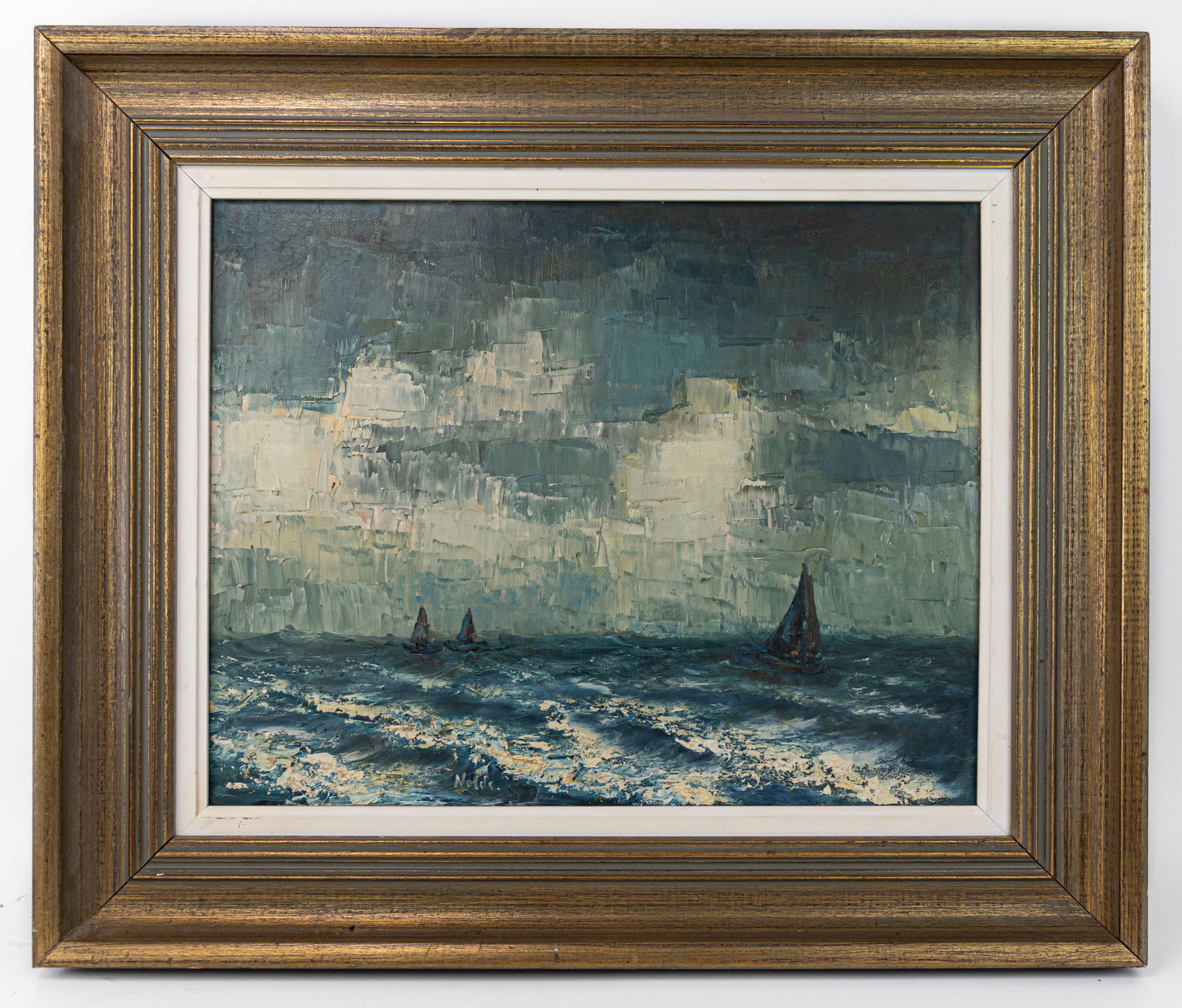 Emil Nolde Expressionists Seascape Painting In the Style of: This lot consists of a hand painted oil on masonite rendered in style of the German-Danish Expressionists painter Emil Nolde (1867-1956) Emil Nolde was a German-Danish painter and printmaker. He was o