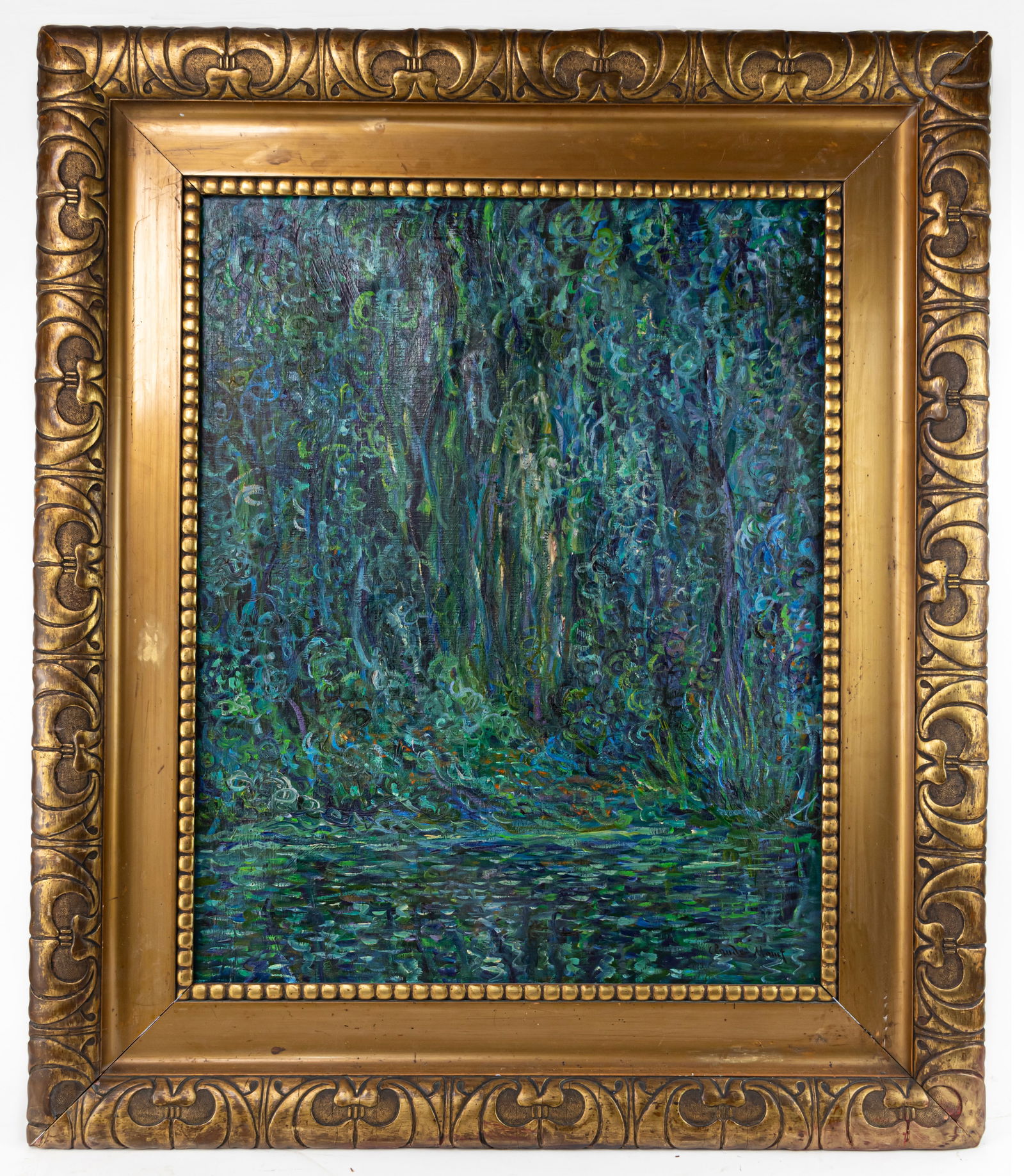 Claude Monet French (Oil on Canvas Painting) In style of: This lot consists of a hand painted Oil on Canvas rendered in style of the French painter Claude Monet (1840-1926). Oscar-Claude Monet was a French painter, a founder of French Impressionist painting
