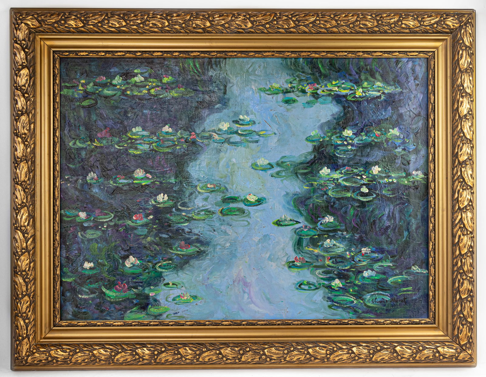 Claude Monet French (Oil on Canvas Painting) In style of: This lot consists of a hand painted Oil on Canvas rendered in style of the French painter Claude Monet (1840-1926). Oscar-Claude Monet was a French painter, a founder of French Impressionist painting
