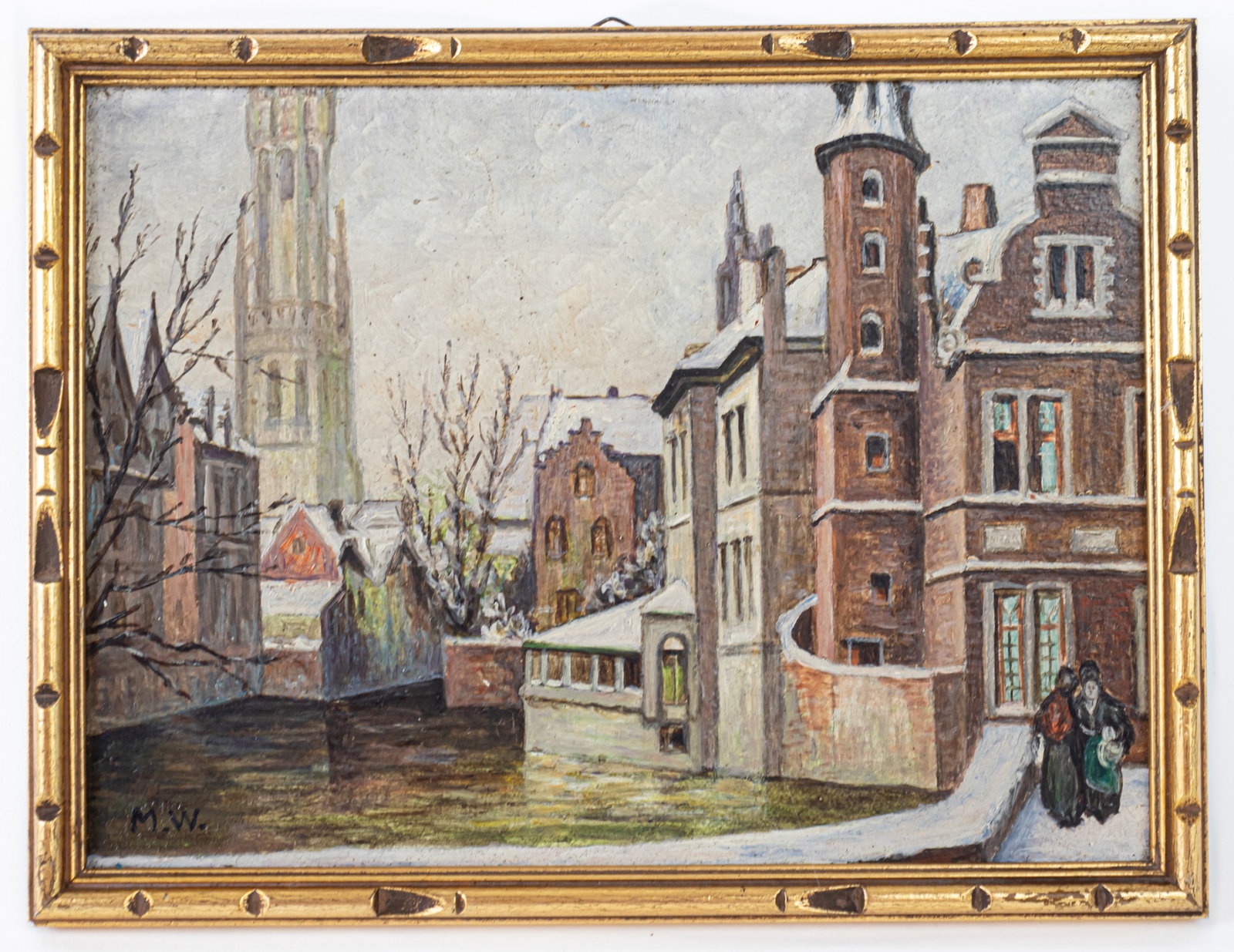 Marianne von Werefkin Framed Oil Painting (In Style of): This lot consists of a hand painted oil on board rendered in the style of Russian-German-Swiss Expressionist painter Marianne von Werefkin (1860-1938). Marianne von Werefkin was a Russian artist whose
