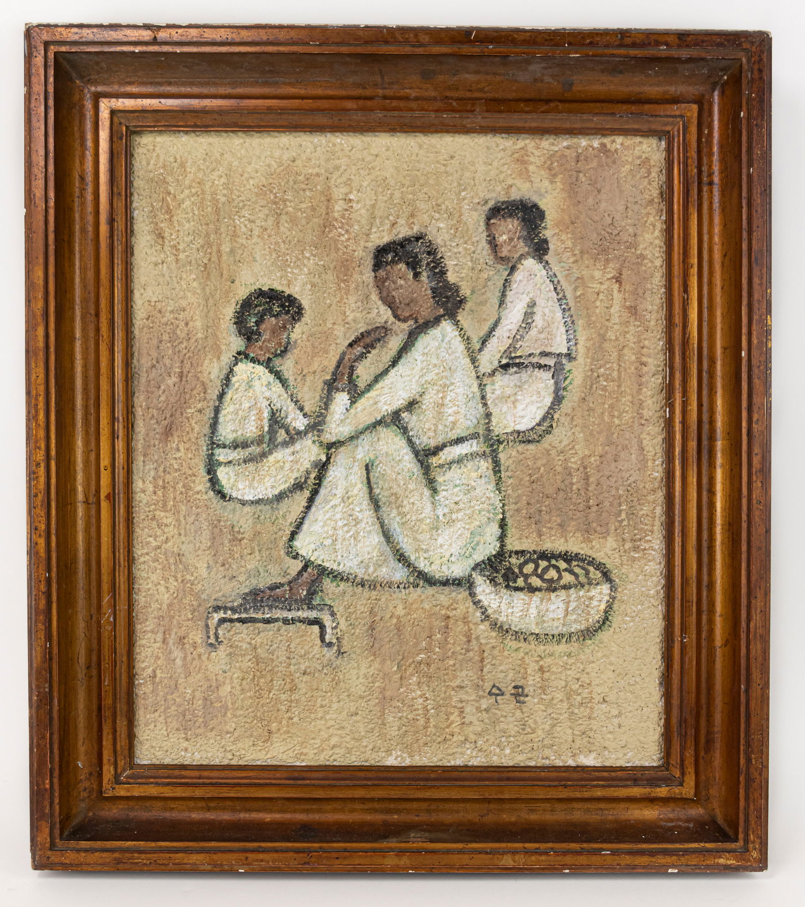 Park Su-geun (Park Soo-keun) Framed Mixed media Artwork (In Style of): This lot consists of a hand painted Mixed media painting on Board rendered in style of the South Korean painter Park Su-geun(1914-1965). Park Su-geun was a South Korean painter known for his