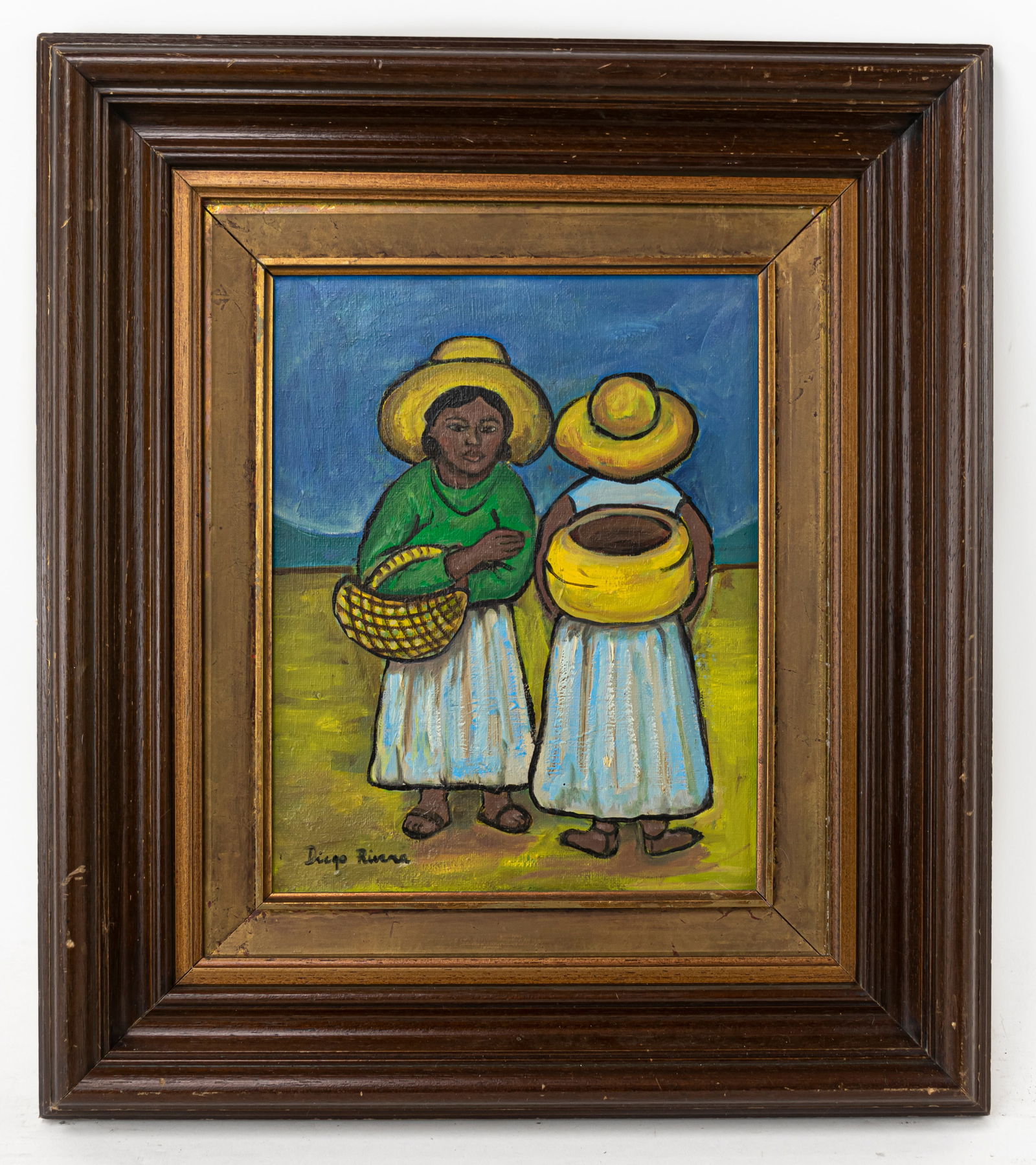 Diego Rivera Mexican Framed Oil Painting (in the style of) (1 of 11)