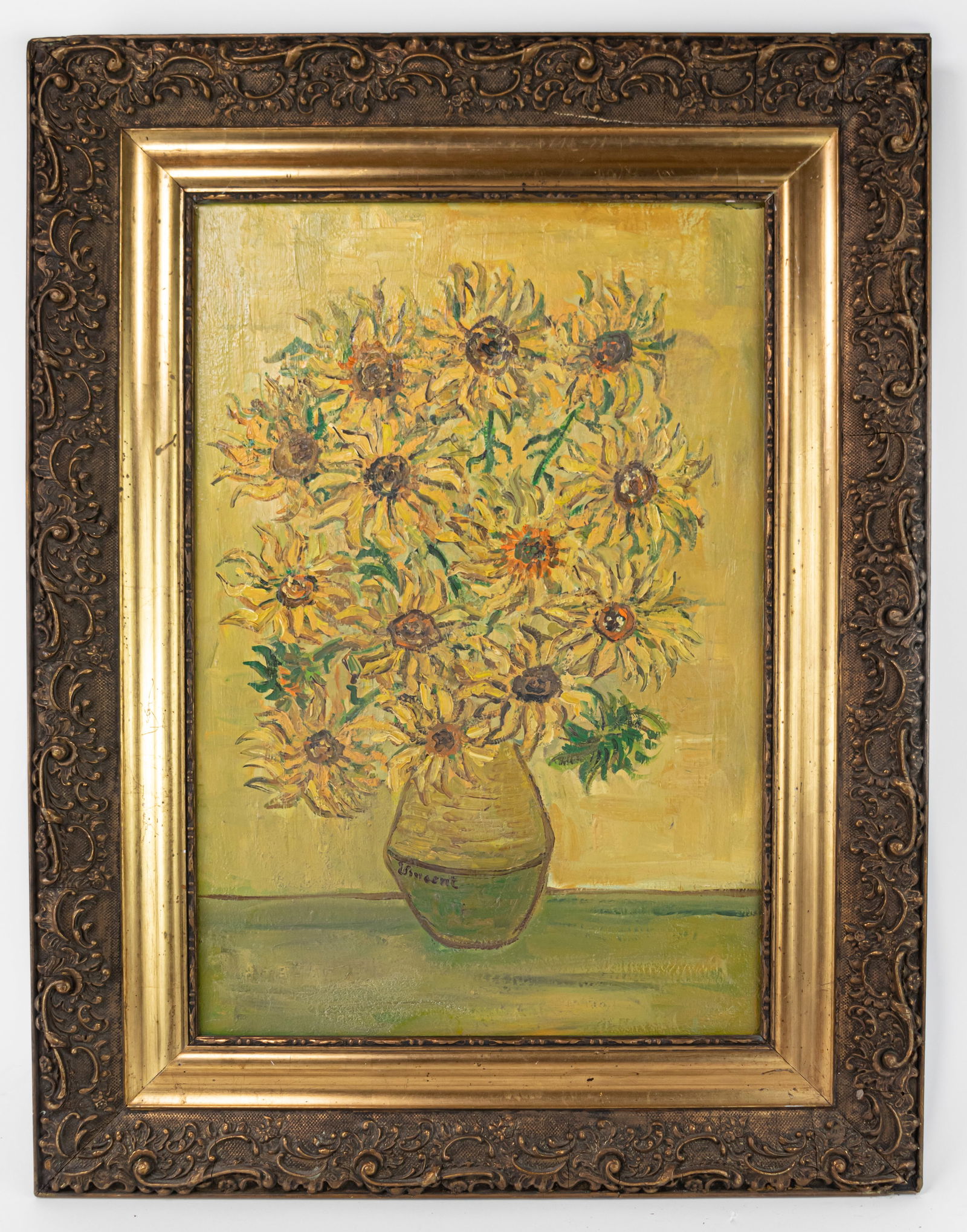Vincent Van Gogh Dutch Framed Sunflowers Oil Painting on Canvas (In Style of) (1 of 11)