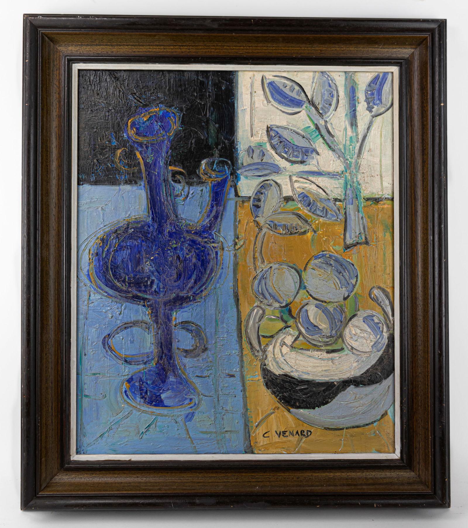 Claude Venard French (Oil on Canvas Painting) In Style of: This lot consists of a hand painted Oil on Canvas rendered in style of the French artist Claude Venard (1913-1999). Claude Venard was a French post-Cubist and still life painter. Known for working in