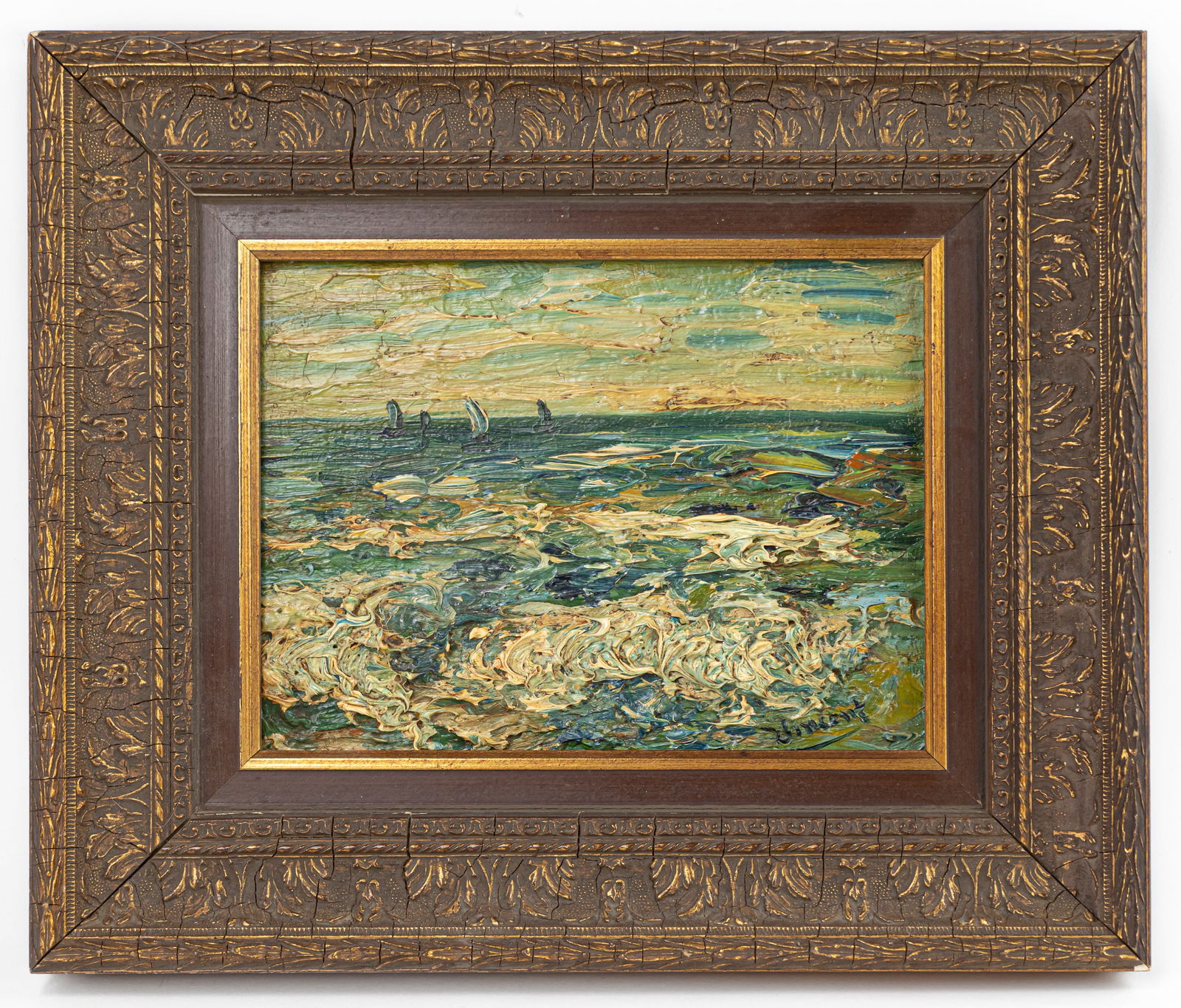 Vincent Van Gogh Dutch Framed Seascape Oil Painting on Canvas (In Style of) (1 of 11)