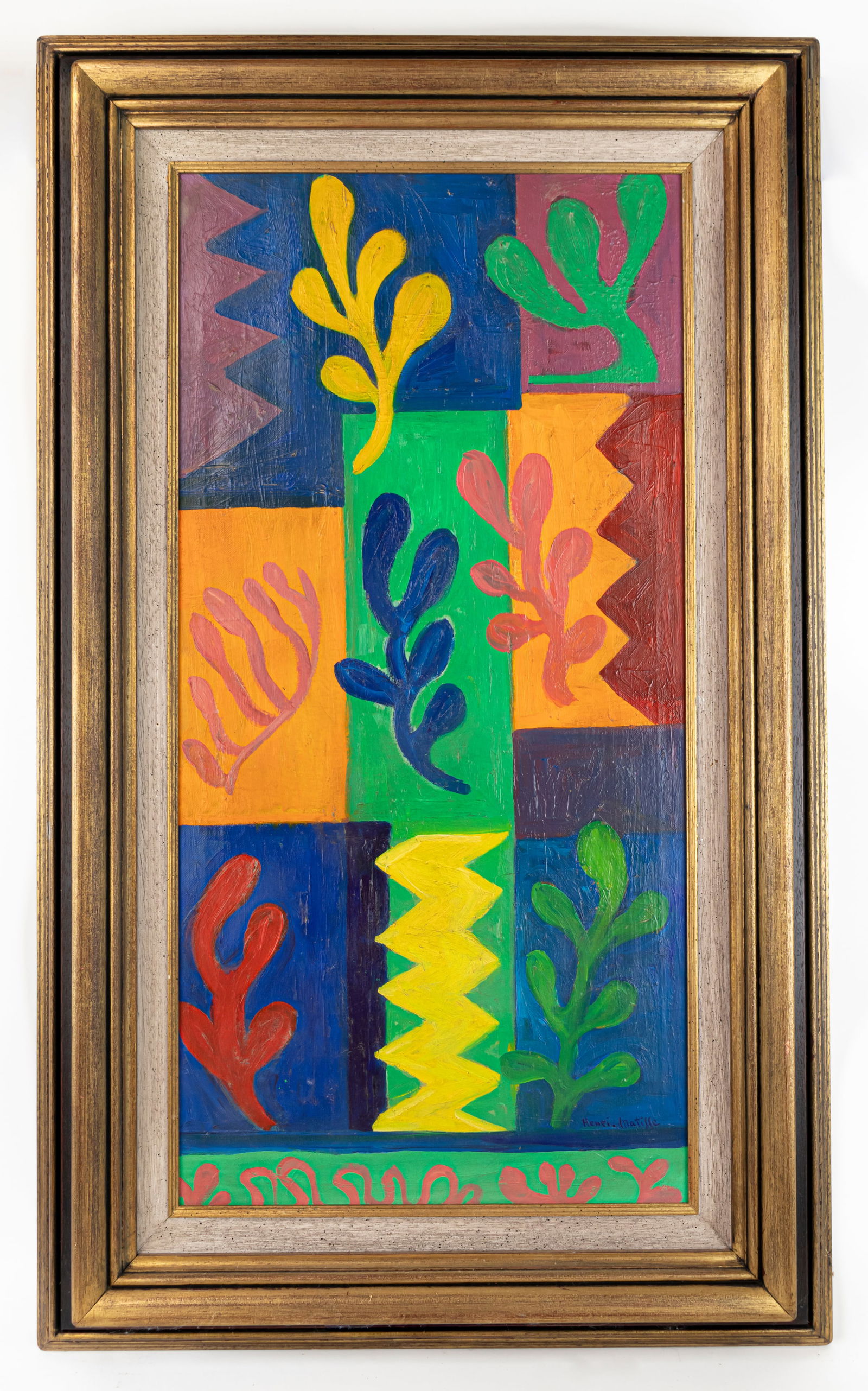 Henri Matisse French Oil Painting on Canvas (In style of): This lot consists of a hand painted oil on canvas rendered in style of the French painter Henri Matisse (1869-1954) Henri Emile Benoit Matisse was a French artist, known for both his use of colour and
