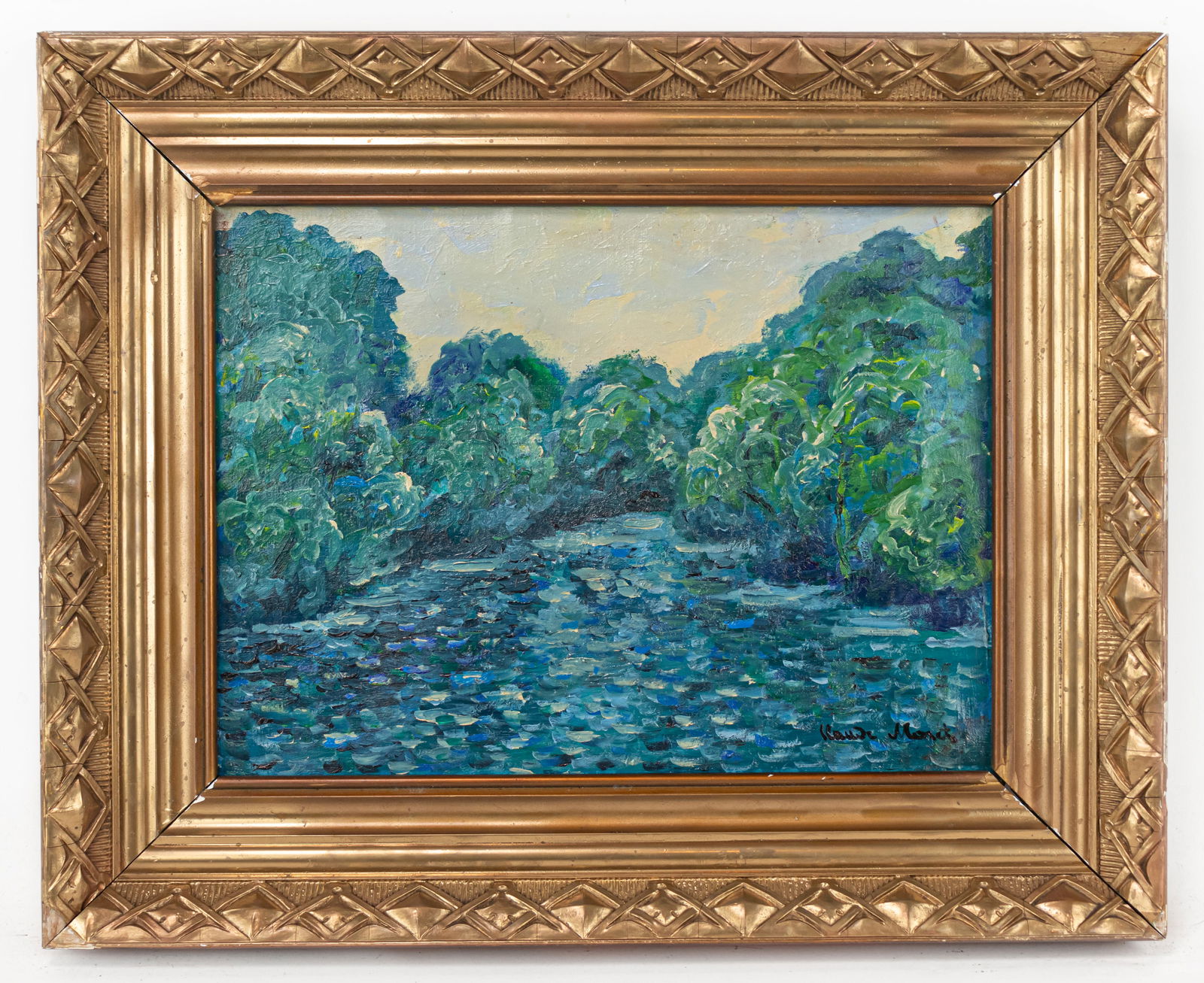 Claude Monet French (Oil on Canvas Painting) In style of: This lot consists of a hand painted Oil on Canvas rendered in style of the French painter Claude Monet (1840-1926). Oscar-Claude Monet was a French painter, a founder of French Impressionist painting