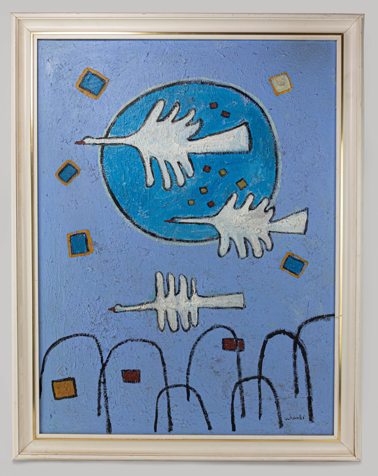 Kim Whanki Korean Abstract Painting (In Style of): This lot consists of a hand painted oil on canvas rendered in style of the Korean artist Kim Whanki (1913- 1974). Kim Whanki, also Kim Whan-ki or Kim Hwan-gi was a pioneering abstract artist of Korea.