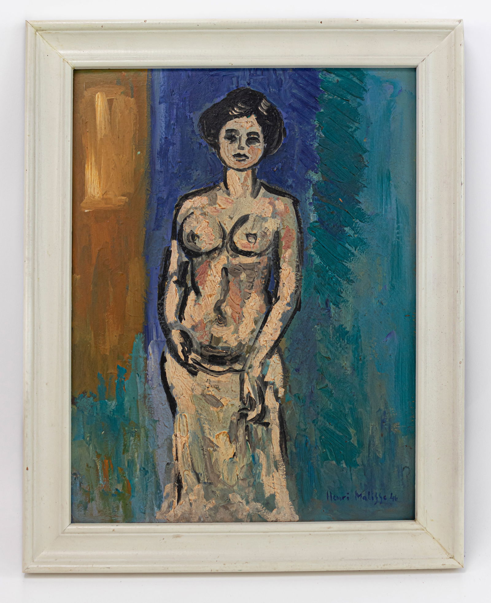 Henri Matisse French Oil Painting on Canvas (In Style of): This lot consists of a hand painted oil on canvas rendered in style of the French painter Henri Matisse (1869-1954) Henri Emile Benoit Matisse was a French artist, known for both his use of colour and