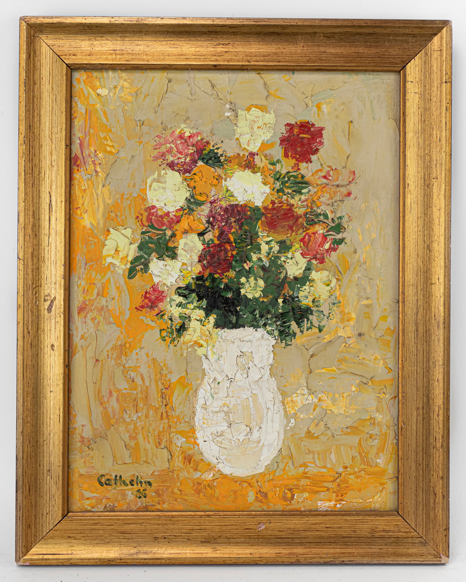 Flower Still Life In Style of Signed Bernard Cathelin: This lot consists of a hand painted Oil on Canvas rendered in style of the French painter Bernard Cathelin (1919-2004)He was a French painter born in Paris and a member of the School of Paris which in