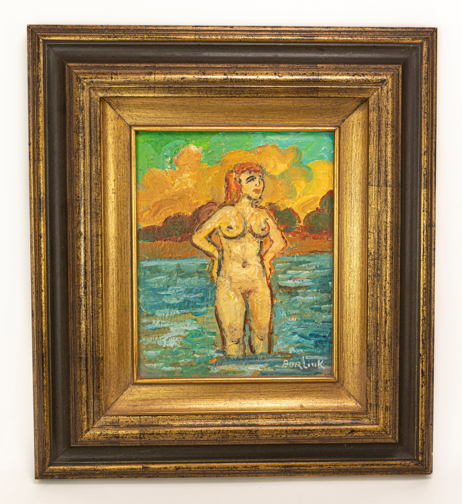 Russian David Burliuk Oil Painting (In Style of): This lot consists of a hand painted Oil on Wood rendered in style of the Russian artist David Burliuk (1882-1967) David Davidovich Burliuk was a Russian-language poet, artist, publicist and book illus