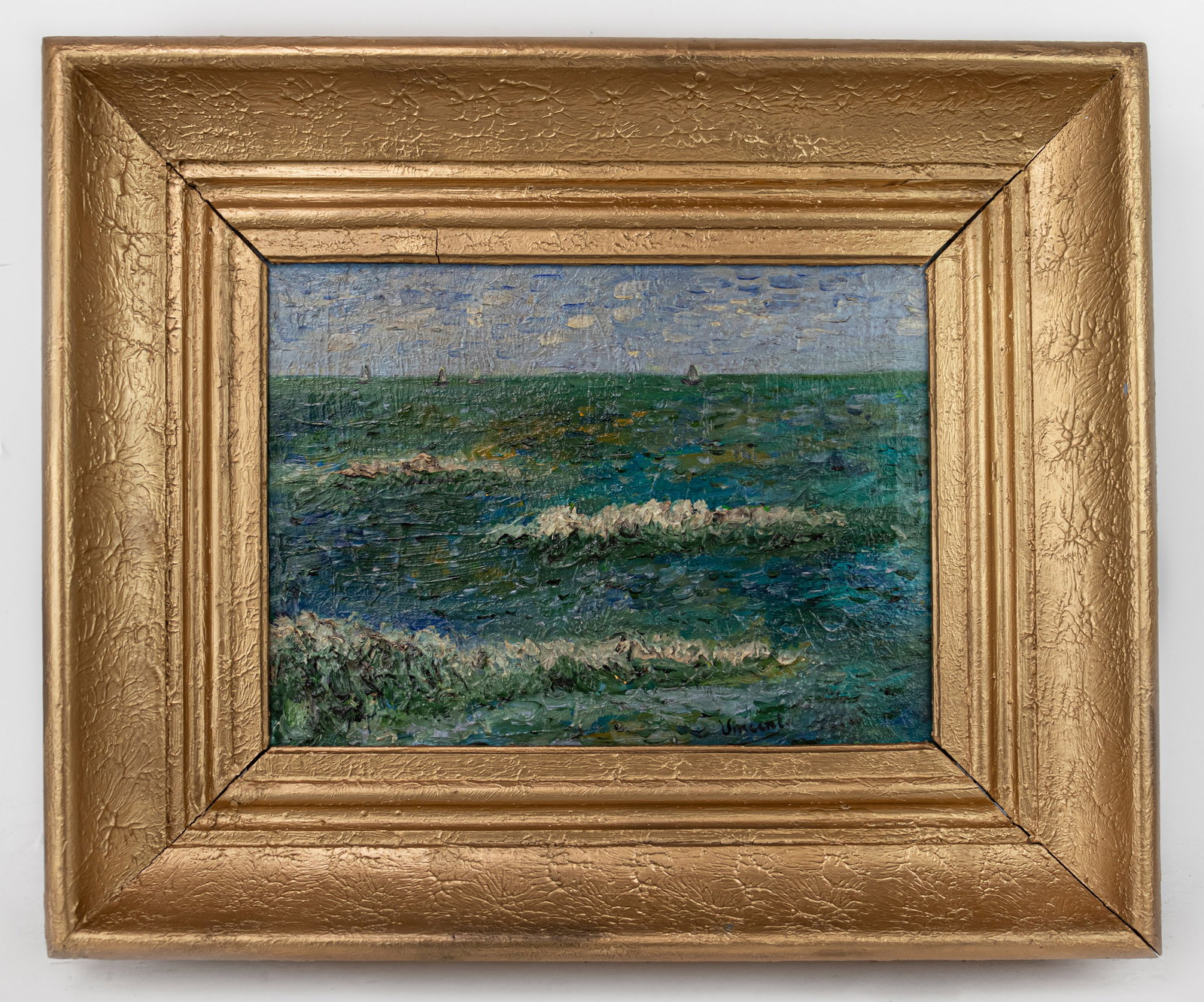 Vincent Van Gogh Dutch Framed Oil Painting on Canvas (In Style of): This lot consists of a hand painted Oil on Canvas rendered in style of the Dutch painter Vincent van Gogh(1853-1890). Vincent Willem van Gogh generally considered the greatest after Rembrandt van Rijn
