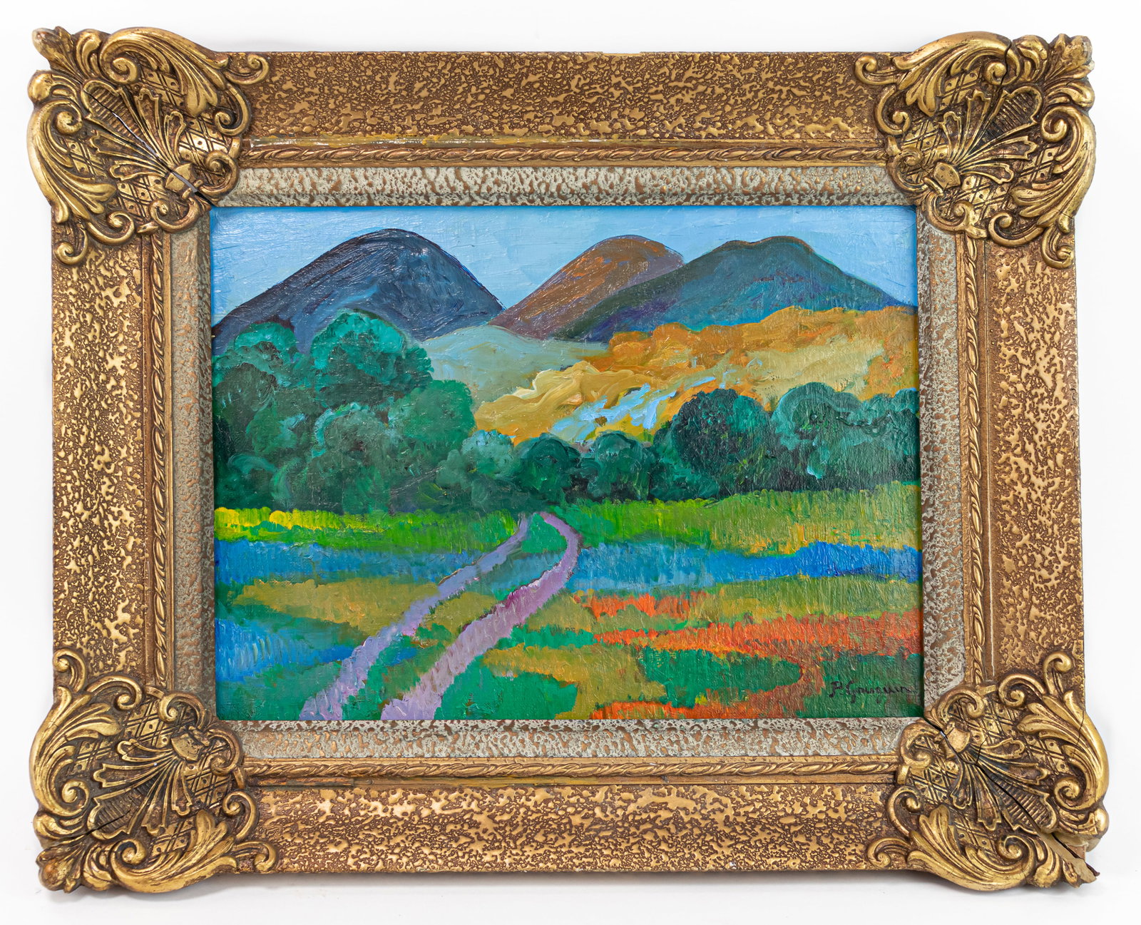 Paul Gauguin French (Oil on Canvas Painting) In style of Renoir, Monet, Impressionist Era: This lot consists of a hand painted Oil on Canvas rendered in style of the French Paul Gauguin (1848-1903). Eugene Henri Paul Gauguin was a French painter, sculptor, printmaker, ceramist, and writer, 