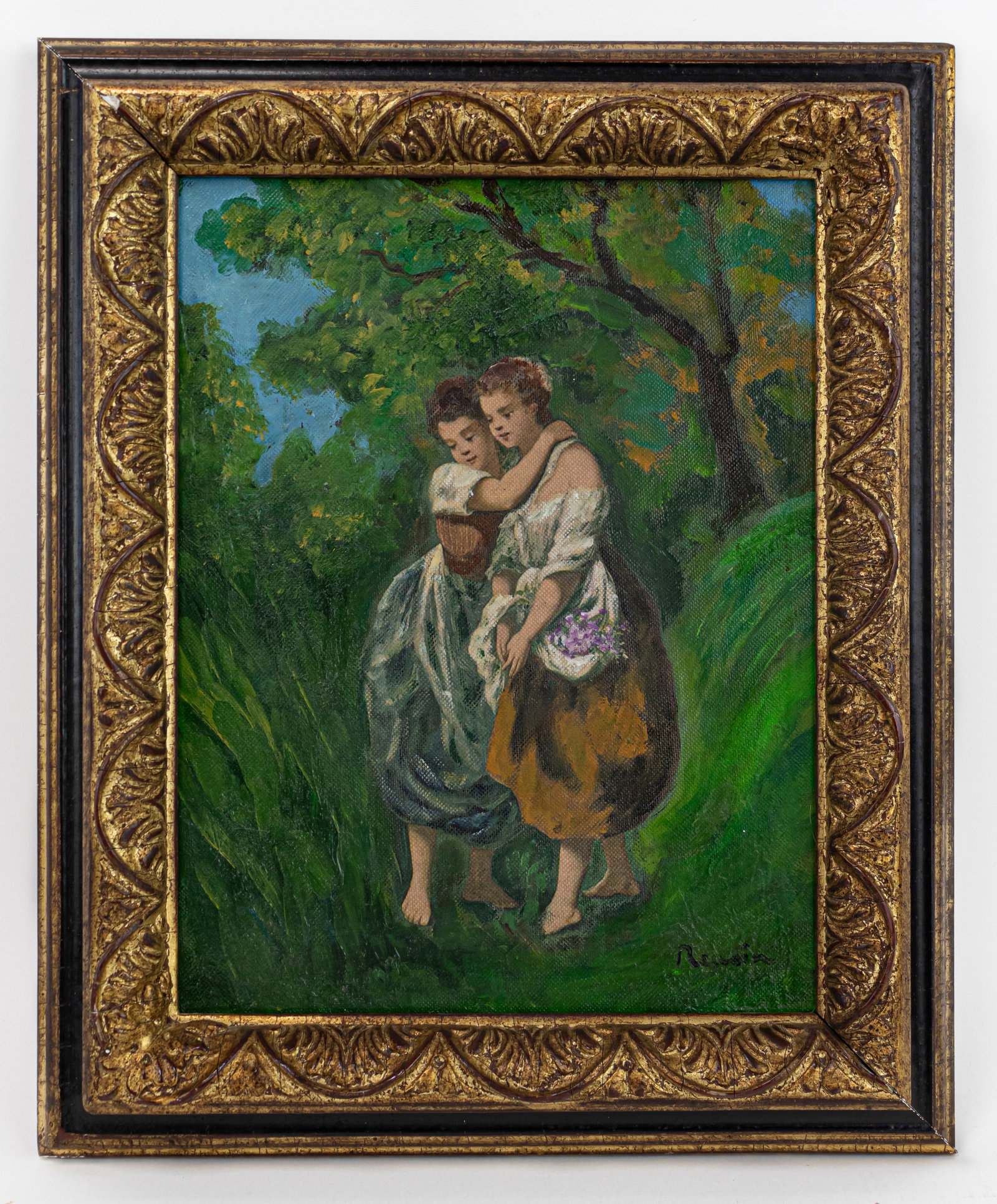 Pierre-Auguste Renoir French (Oil on Canvas Painting) In style of Renoir, Monet, Impressionist Era: This lot consists of a hand painted Oil on Canvas rendered in style of the French Pierre-Auguste Renoir (1841-1919). He was a French artist who was a leading painter in the development of the Impressi