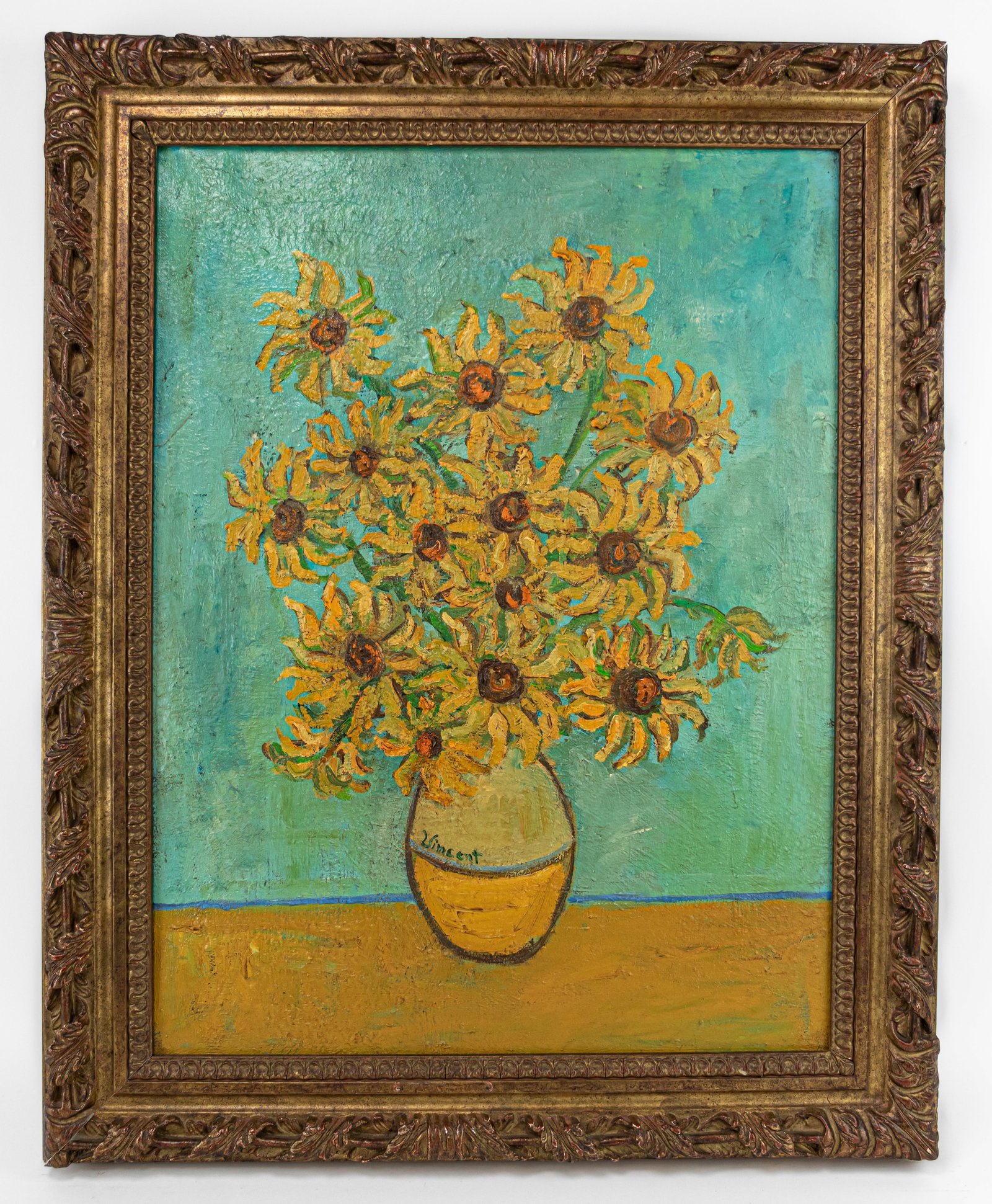 Vincent Van Gogh Dutch Framed Sunflowers Oil Painting on Canvas (In Style of) (1 of 12)