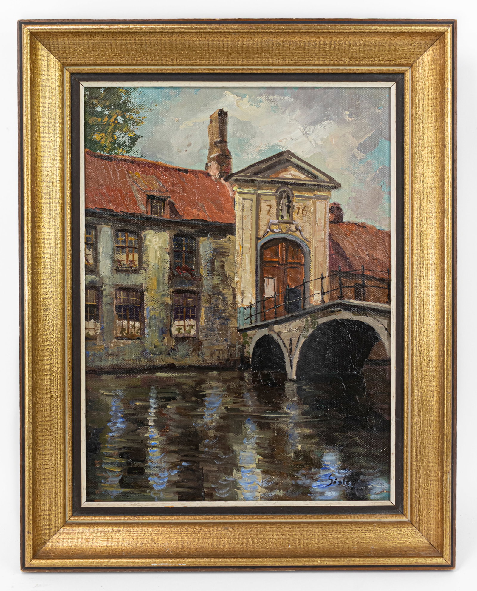 Alfred Sisley Impressionist Framed Oil Painting (in Style of) van Gogh, Monet, Manet era: This lot consists of a hand painted Oil on Canvas, rendered in style of the Impressionist landscape painter Alfred Sisley (1839-1899). He was an Impressionist landscape painter who was born and spent 