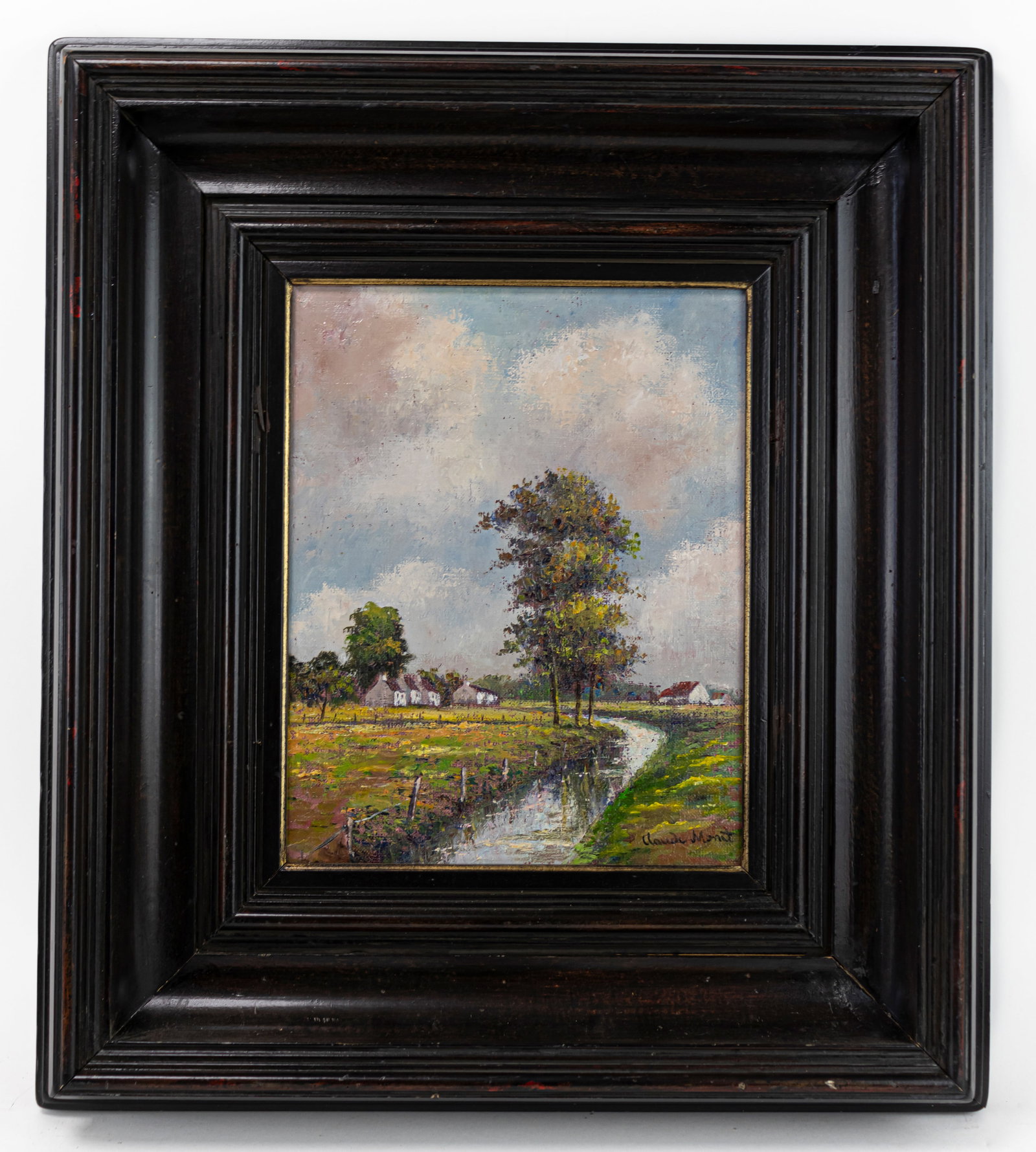 Claude Monet French (Oil on Canvas Painting) In style of Renoir, Manet, Impressionist Era: This lot consists of a hand painted Oil on Canvas rendered in style of the French painter Claude Monet (1840-1926). Oscar-Claude Monet was a French painter, a founder of French Impressionist painting 