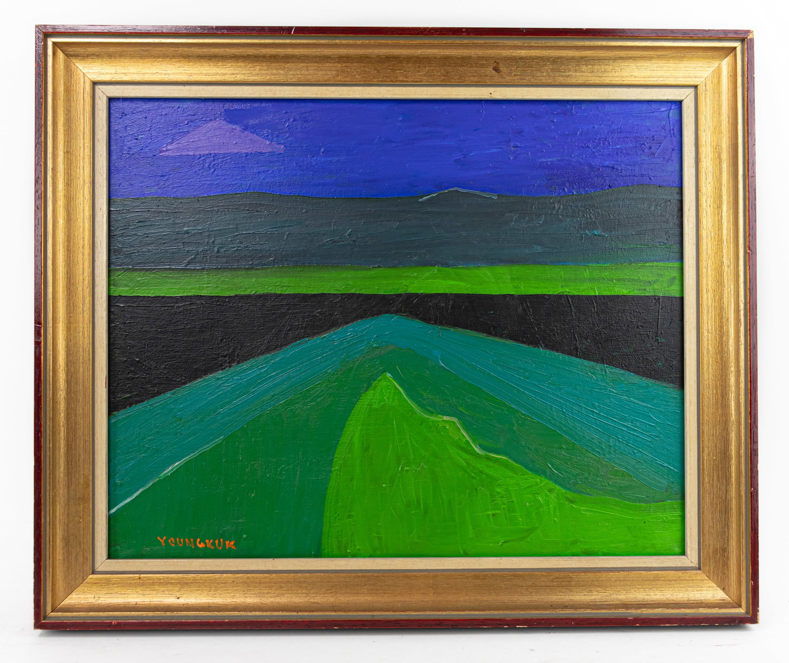 Yoo Youngkuk Abstract Framed Oil Painting (In Style of): This lot consists of a hand painted Oil on Canvas rendered in style of the Korean painter Yoo Youngkuk (1916-2002). Yoo Youngkuk was a pioneer of Korean abstract art and Korean modern art in general. 