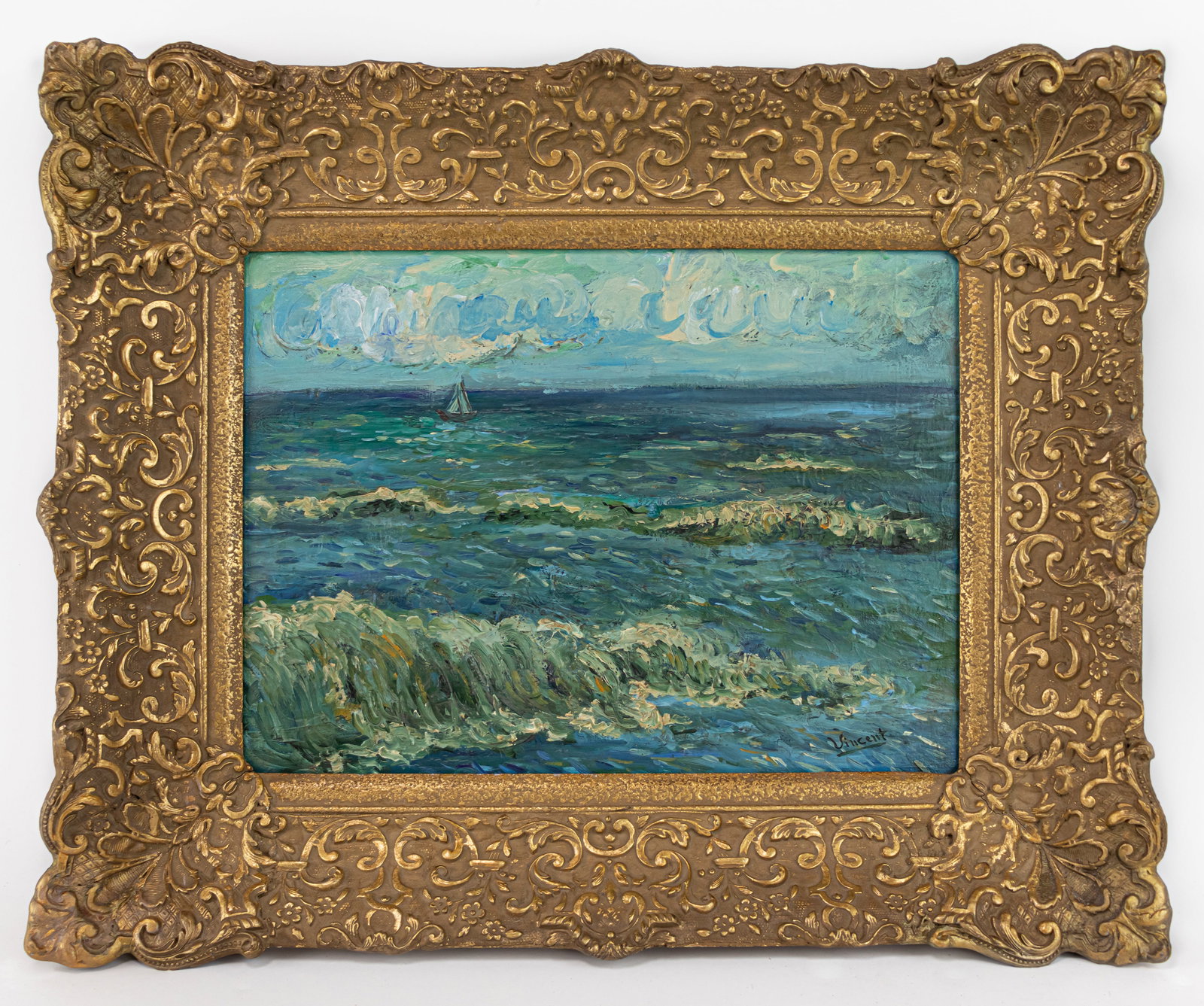 Vincent Van Gogh Dutch Framed Oil Painting on Canvas (In Style of) Monet, Degas, Cezanne era: This lot consists of a hand painted Oil on Canvas rendered in style of the Dutch painter Vincent van Gogh(1853-1890). Vincent Willem van Gogh generally considered the greatest after Rembrandt van Rijn