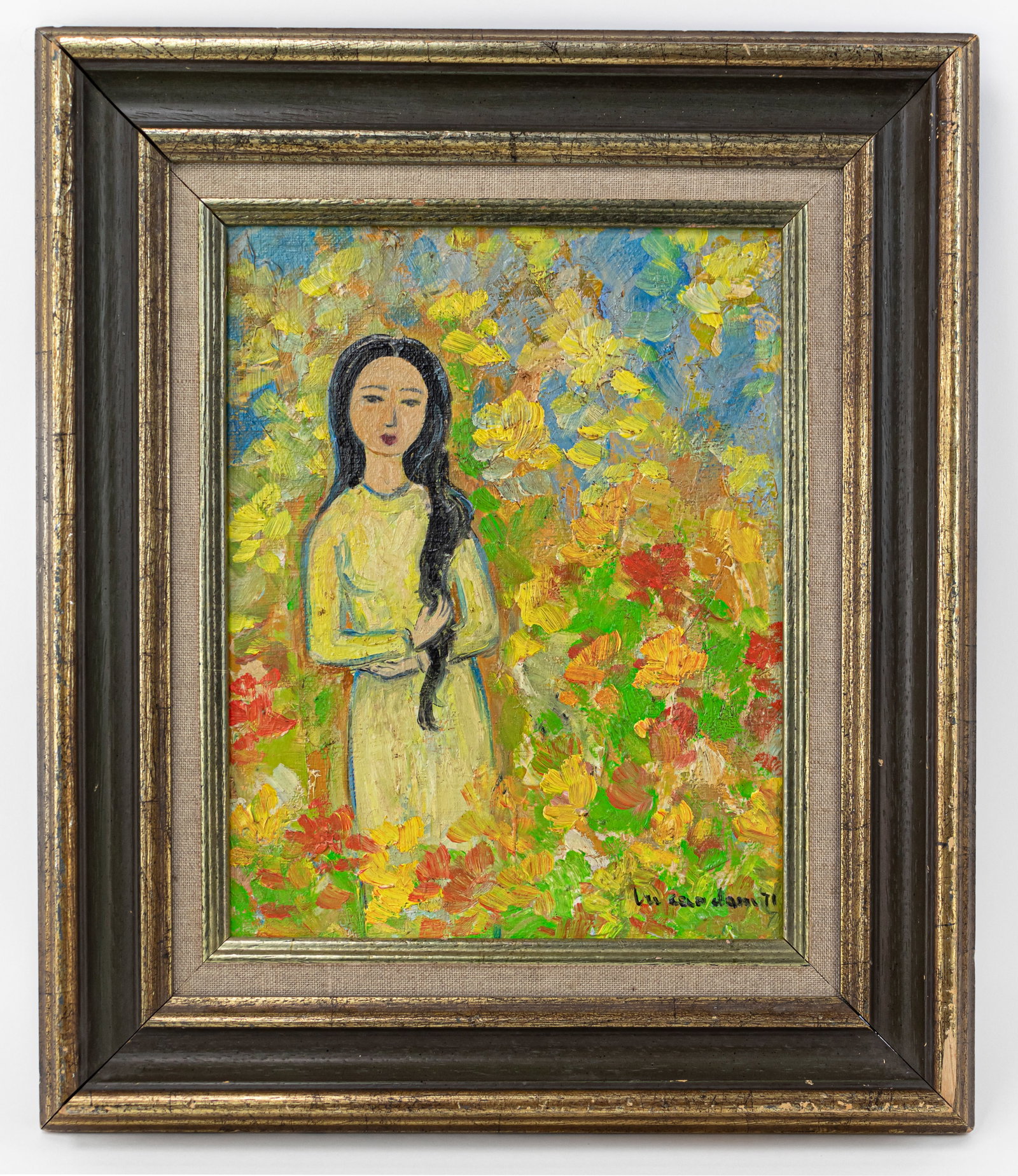 Vietnamese Vu Cao Dam Painting (In Style of): This lot consists of a hand painted Oil on Canvas rendered in style of the Vietnamese painter painter Vu Cao Dam (1908-2000) Vu Cao Dam was born in 1908 in Hanoi, North Vietnam. In 1949 he moved to th
