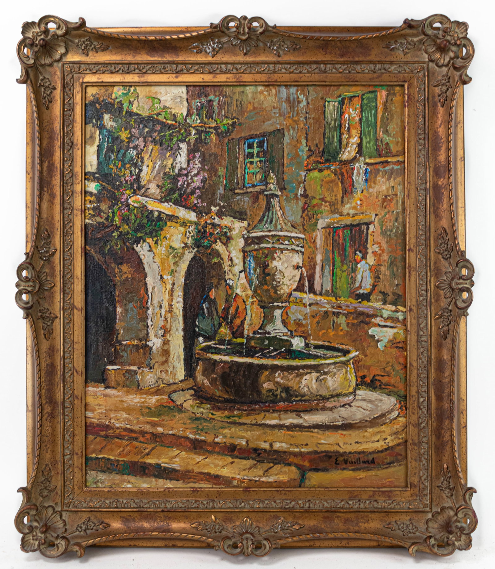 French Edouard Vuillard Framed Oil Painting (in Style of) Gauguin Cezanne Monet era: This lot consists of a hand painted oil on canvas rendered in style of the French painter Edouard Vuillard (1868-1940) He was a French painter, decorative artist and printmaker. From 1891 through 1900