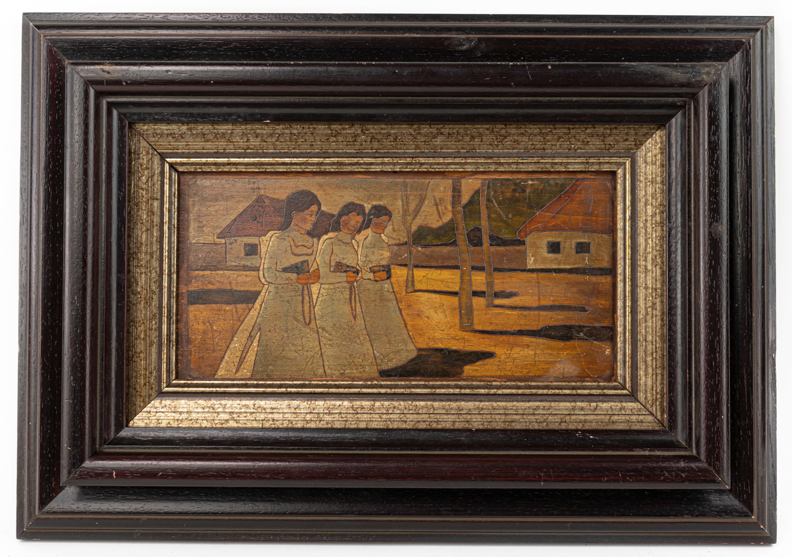 American Blanche Lazzell Oil Painting (In Style of): This lot consists of a hand painted Oil on Masonite rendered in style of the American painter Blanche Lazzell (1878-1956). She was an American painter, printmaker and designer. Known especially for he