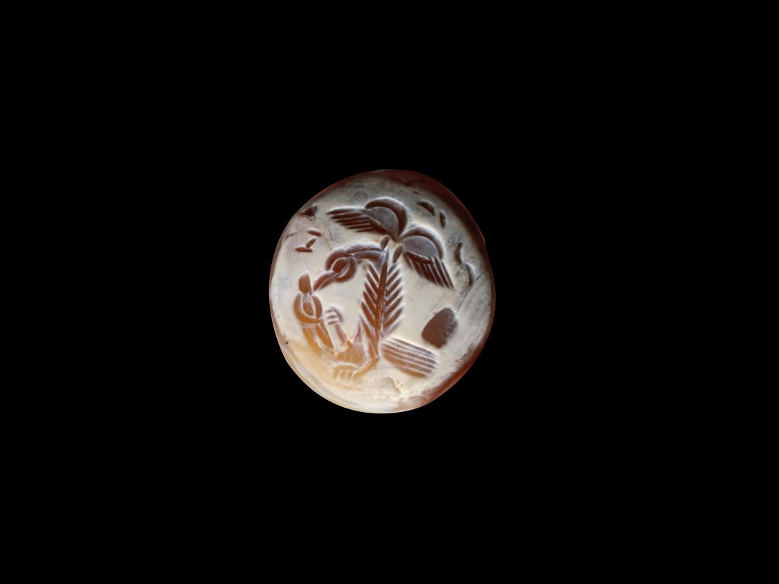 Sasanian Sardonyx Domed Seal with Eagle Hunting Scene (1 of 5)
