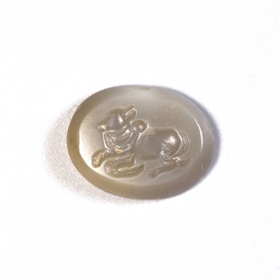 Pyu Chalcedony Intaglio Ringstone with Zebu (1 of 2)