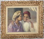 Painting, Signed Oil on Canvas, Two Girls