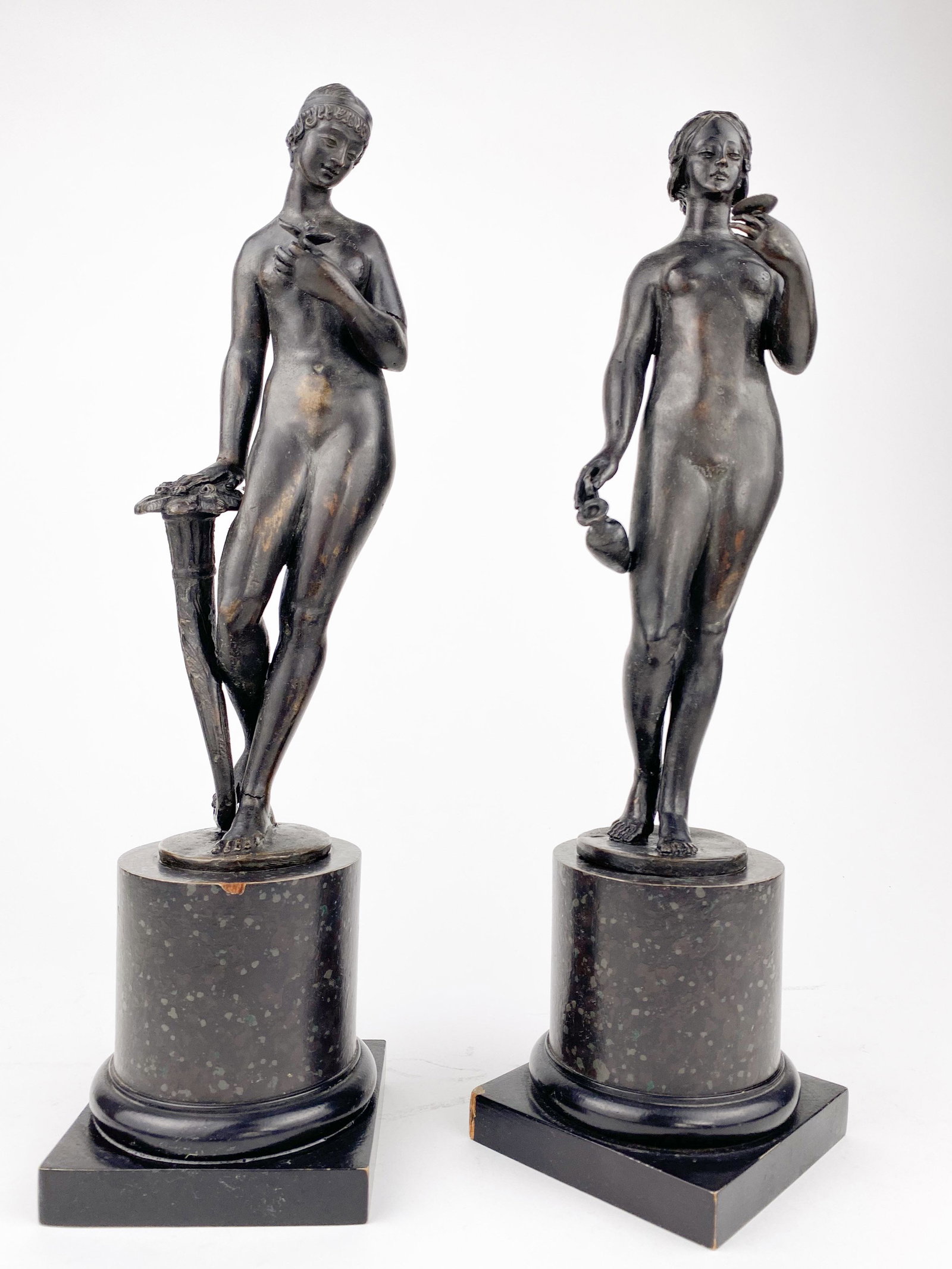 Vintage Pair Metal Roman Statues of Women (1 of 15)