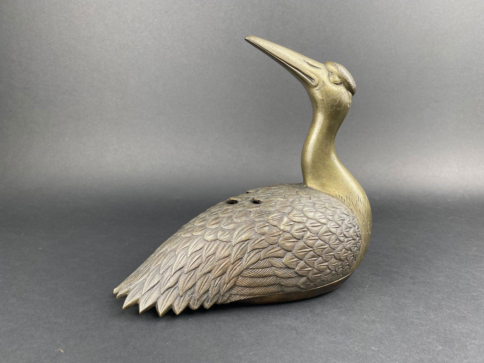 Large Brass Crane Incense Burner (1 of 12)