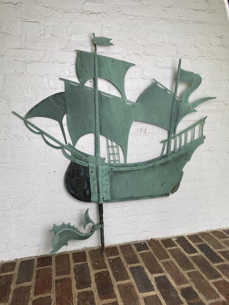 Copper Brass Ship Weathervane Finial (1 of 13)