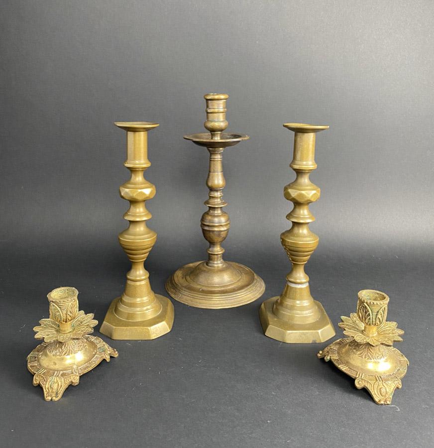 Lot of 5 Vintage Brass Candlesticks (1 of 12)